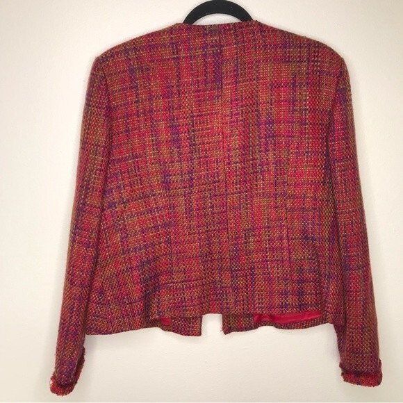 Vintage Madison Studio Boucle Soutache Braid Fringe Pink Jacket Women's Size 14 - Picture 14 of 14